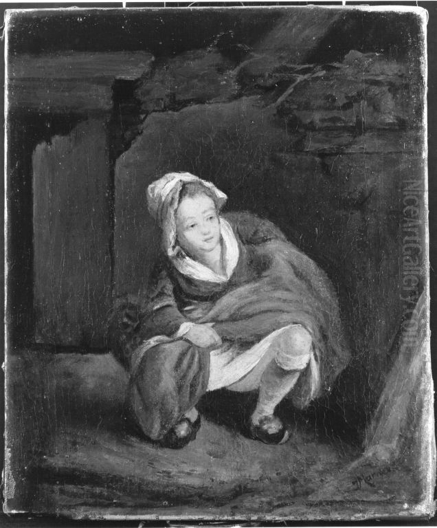 Eine Magd, ihr Bedurfnis verrichtend Oil Painting by Jean-Louis de Marne