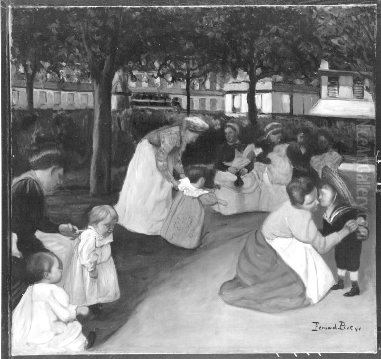 Au Square Montholon, Parc Monceau Oil Painting by Fernand Piet