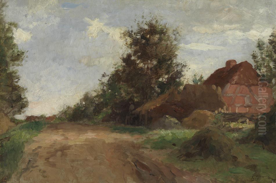 Bauerngehoft in Niedersachsen Oil Painting by Thomas Ludwig Herbst