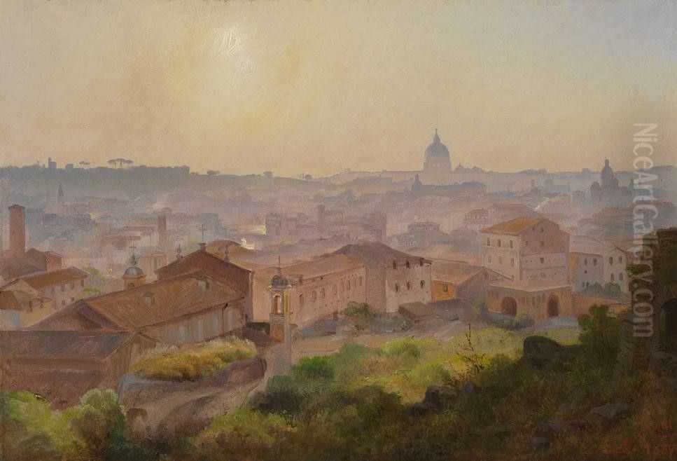 Blick vom Palatin auf Rom Oil Painting by Eugen Neureuther