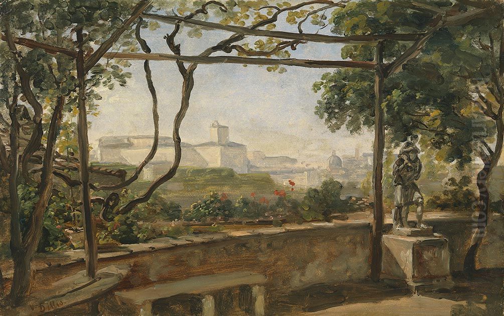 Blick von der Villa Malta auf den Quirinal Oil Painting by Johann Georg von Dillis