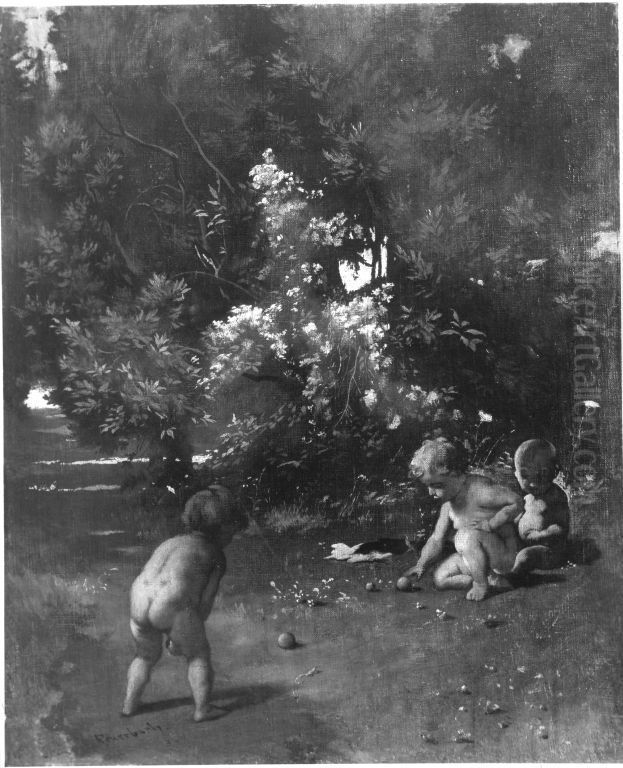 Boccia spielende Kinder Oil Painting by Anselm Friedrich Feuerbach