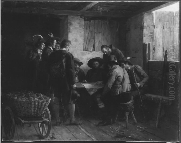 Der Kriegsrat Andreas Hofers im Jahr 1809 Oil Painting by Franz Defregger