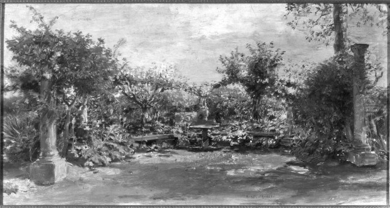 Gartenbank aus der Villa Wolkonsky in Rom Oil Painting by Albert von Keller