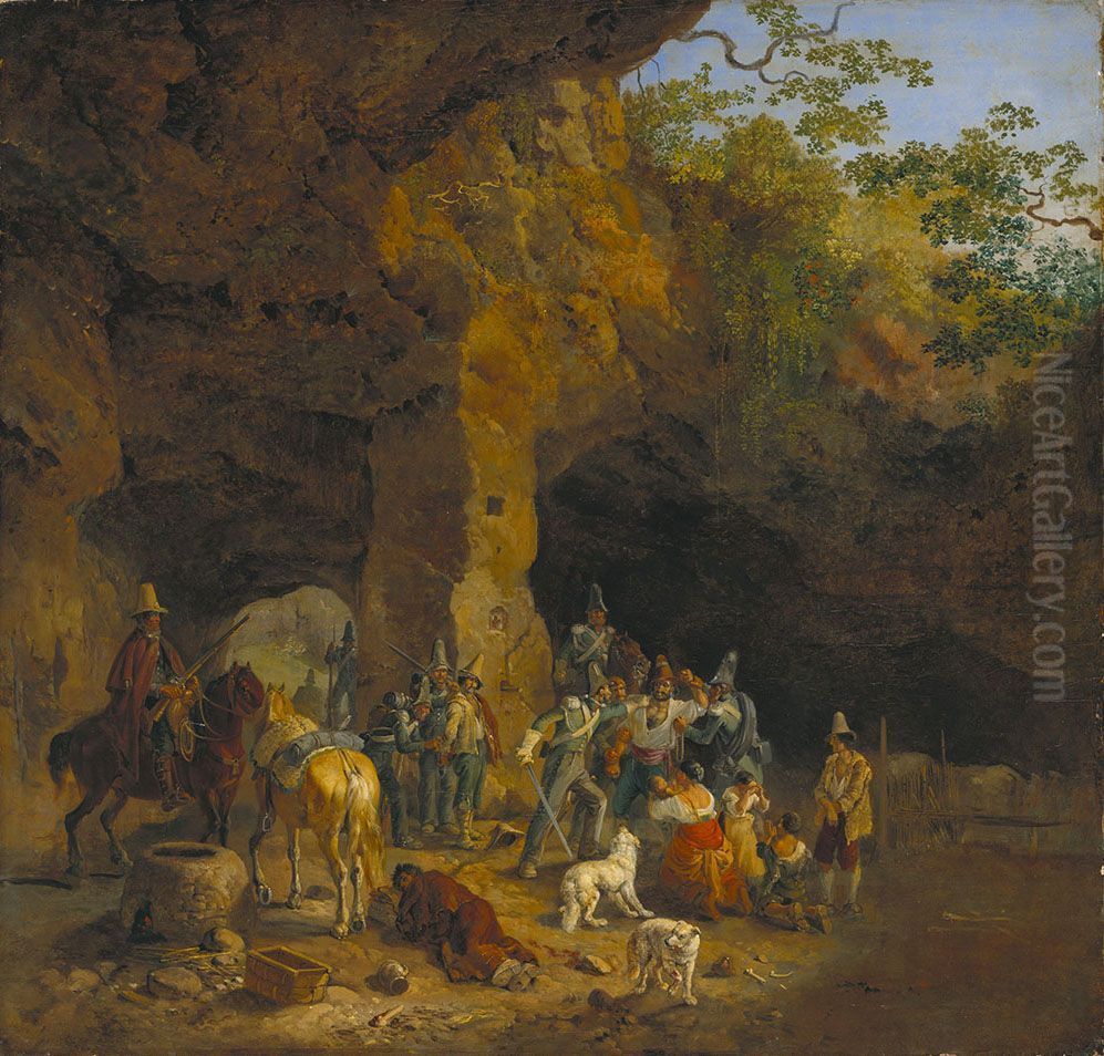 Gefangennahme italienischer Briganten Oil Painting by Heinrich Burkel