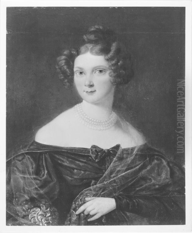 Bildnis einer jungen Dame mit Perlenkette Oil Painting by Ferdinand Georg Waldmuller