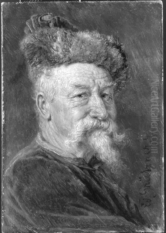 Bildnis eines alten Mannes mit Pelzmutze Oil Painting by Eduard Von Grutzner
