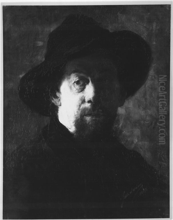 Bildnis eines Mannes mit Schlapphut Oil Painting by Julius Anton Adam