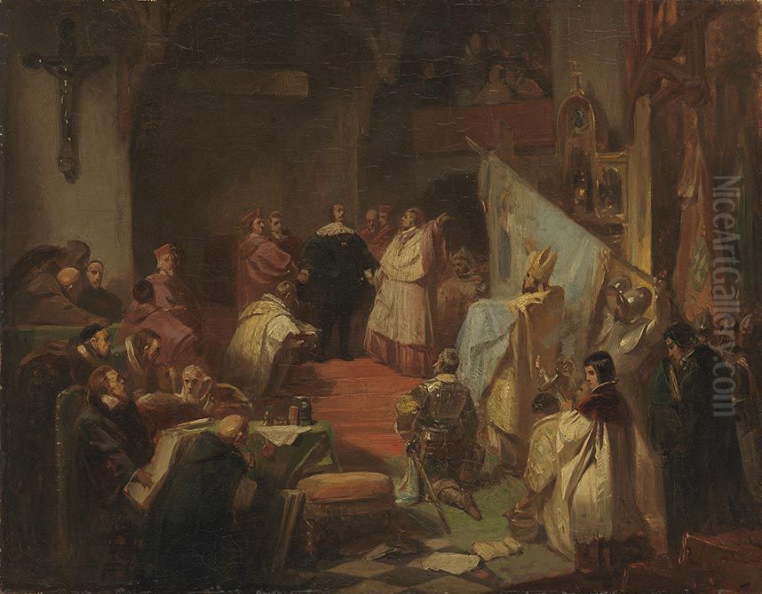 Foundation of the League by Duke Max I of Bavaria Oil Painting by Karl von Piloty