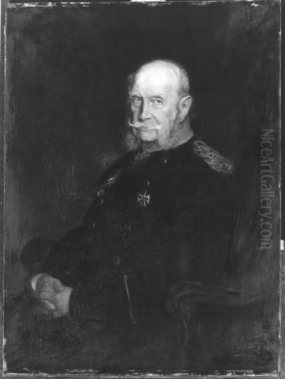 Kaiser Wilhelm I. Oil Painting by Lenbach Franz Von