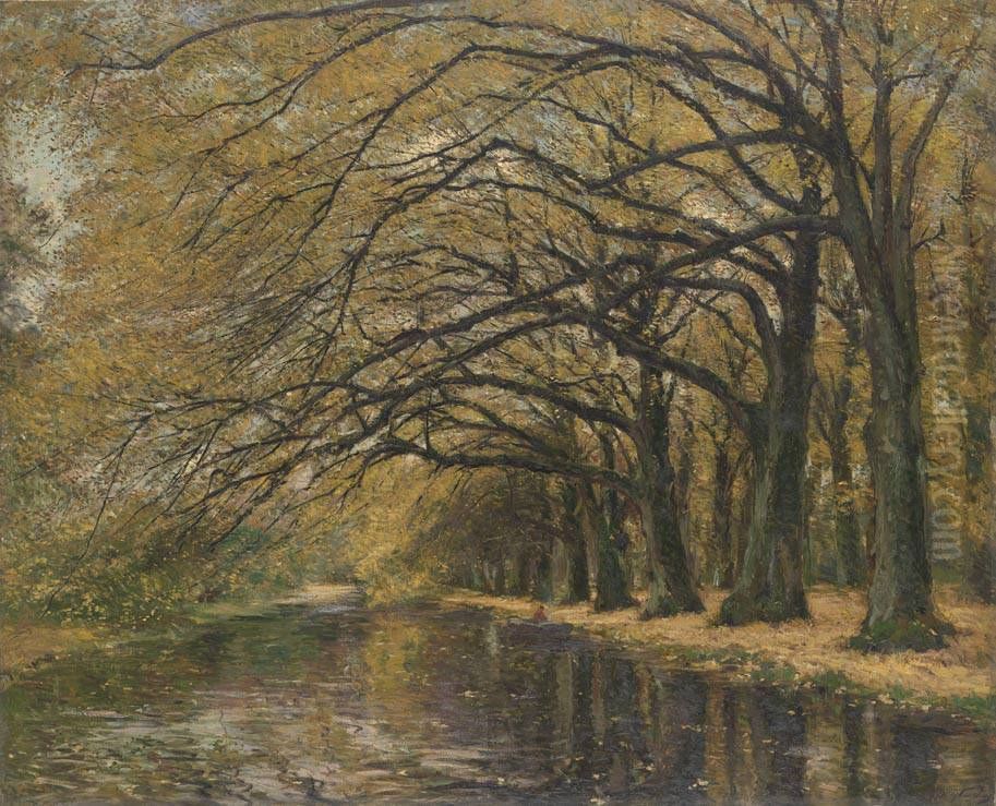 Kanal im Herbst Oil Painting by Franz Courtens