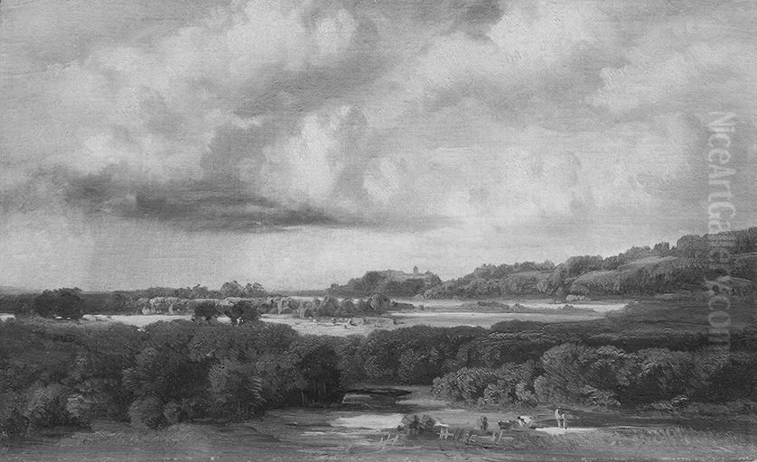 Landschaft bei Dachau Oil Painting by Adolf Heinrich Lier