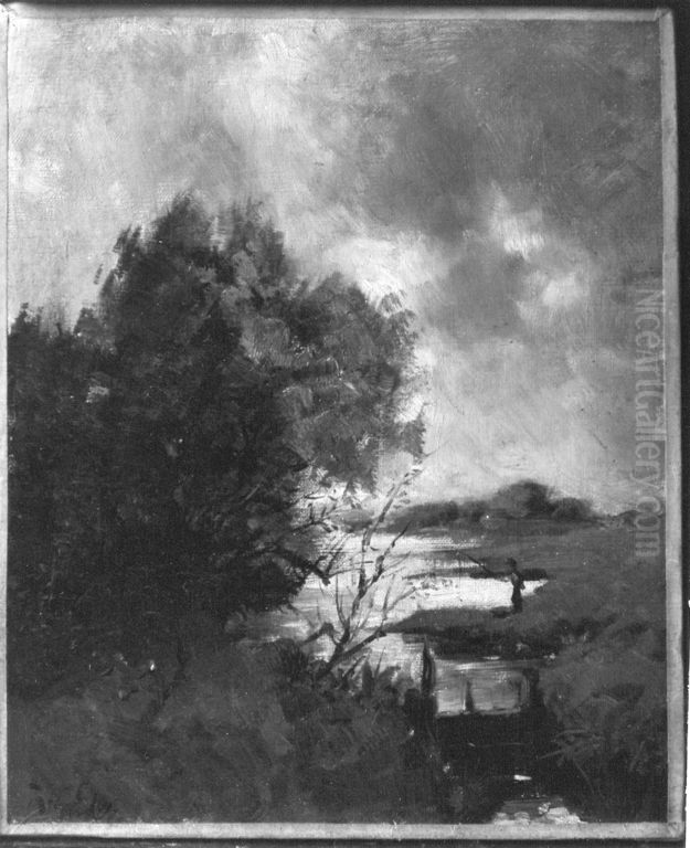 Landschaftsstudie Oil Painting by Rudolf Gudden
