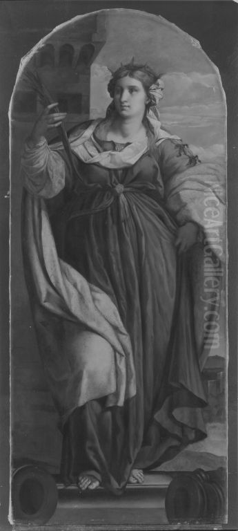 Hl. Barbara (nach Palma Vecchio) Oil Painting by August Wolf