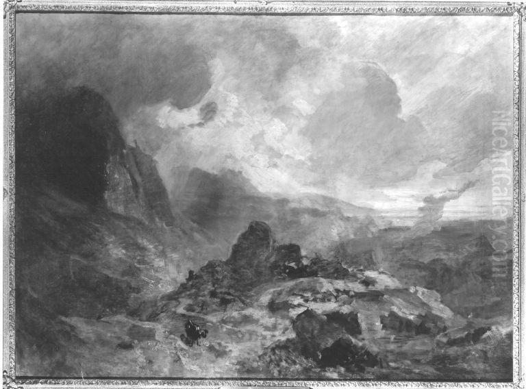 Hochgebirgslandschaft Oil Painting by Eduard Schleich the Elder