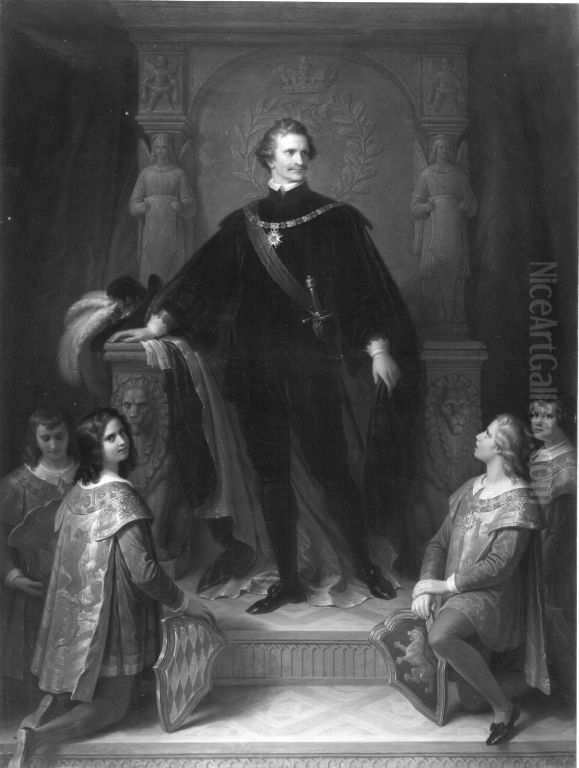 Konig Ludwig I. von Bayern als Hubertusritter Oil Painting by Wilhelm von Kaulbach