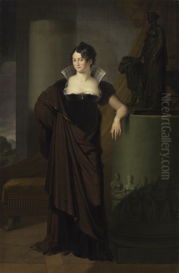Kronprinzessin Therese von Bayern Oil Painting by Johann Peter Von Langer