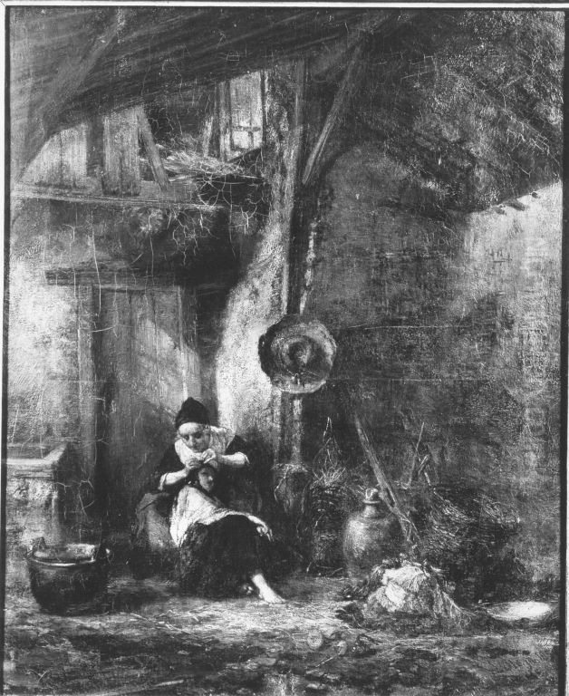 In der Scheune Oil Painting by Ludwig Von Hagn