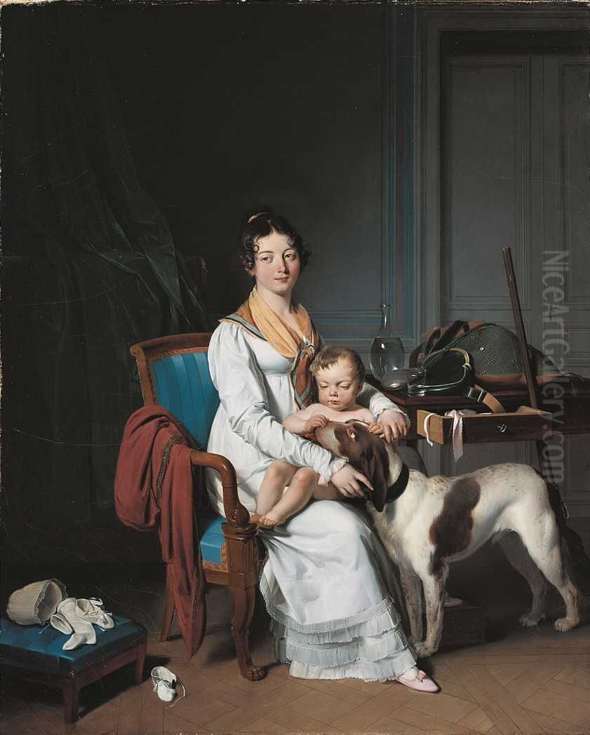Interieur mit Mutter und Kind Oil Painting by Louis-Leopold Boilly