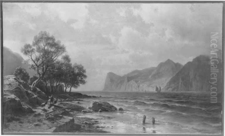Steilkuste (Mittelmeerlandschaft) Oil Painting by Paul Weber
