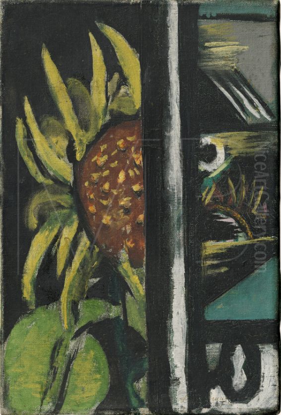 Sunflower Oil Painting by Max Beckmann
