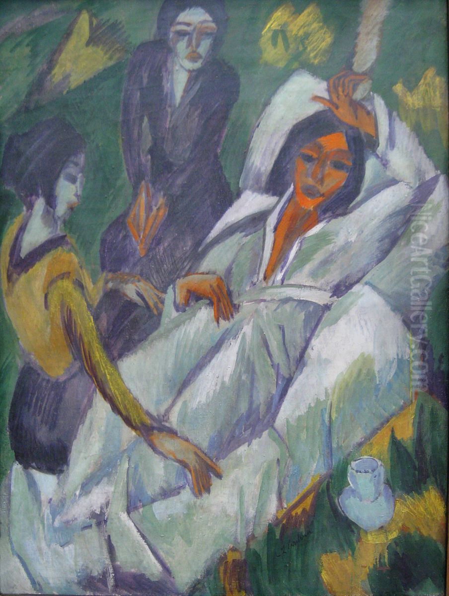 Frauen beim Tee Oil Painting by Ernst Ludwig Kirchner