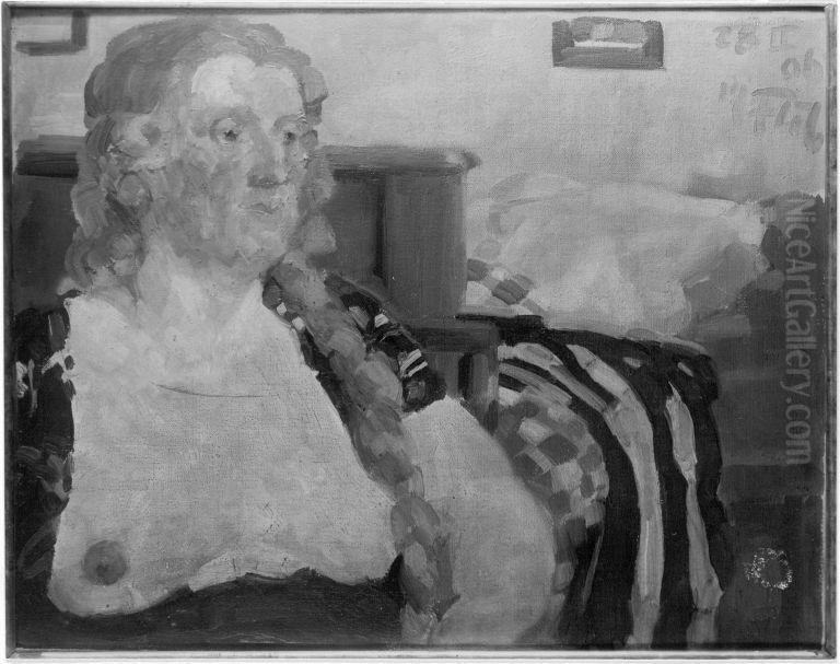 Frauenakt Oil Painting by Max Feldbauer