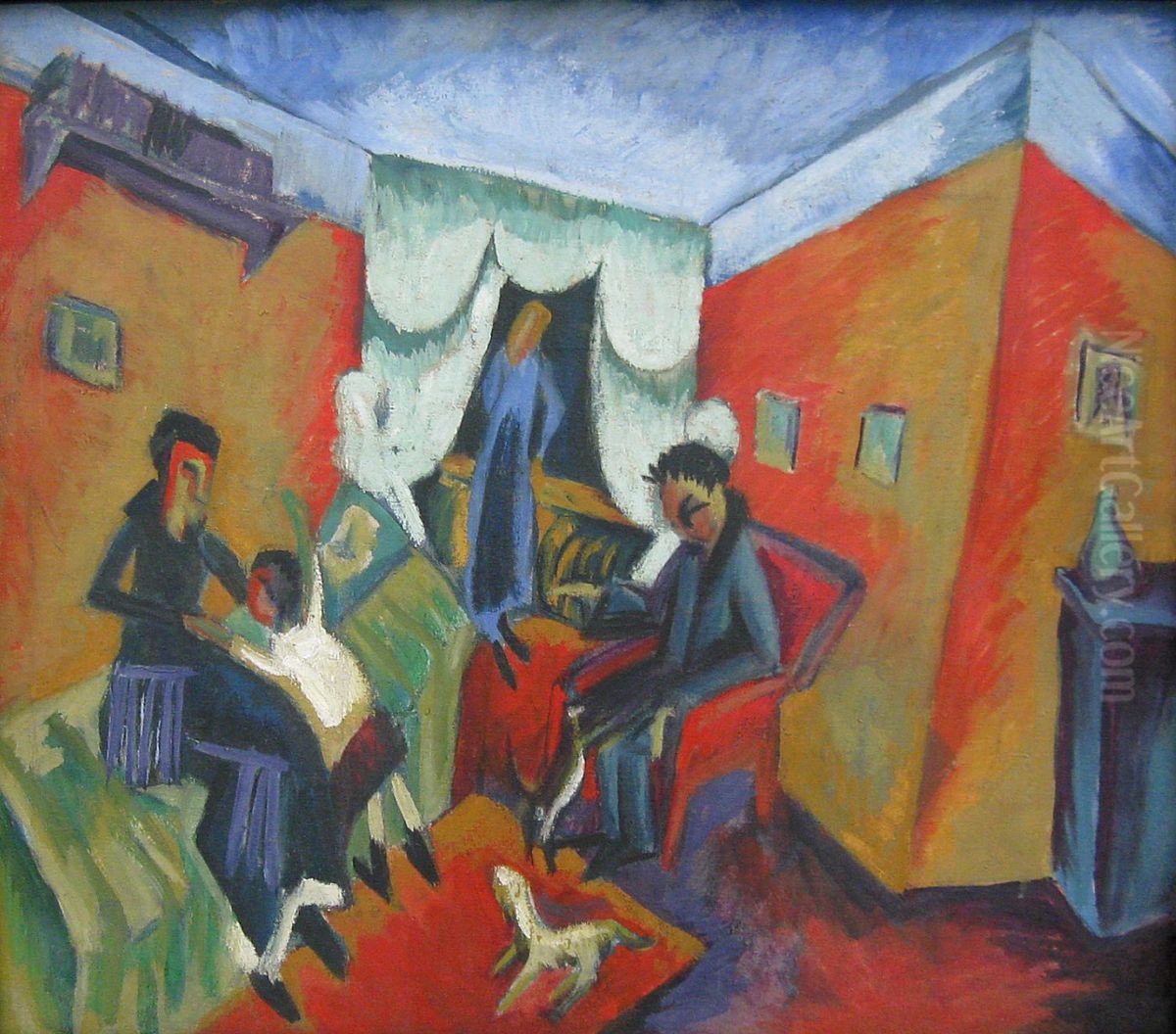 Interior Oil Painting by Ernst Ludwig Kirchner
