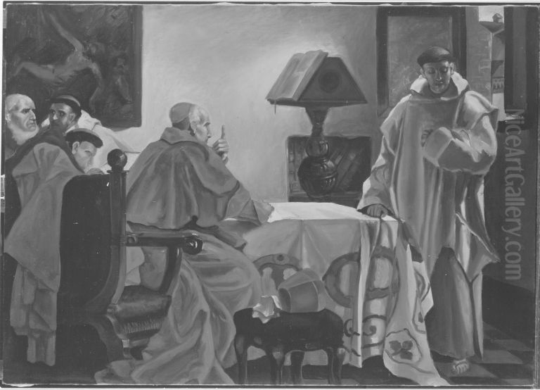 Ermahnung eines Monches Oil Painting by Ferdinand Pauwels