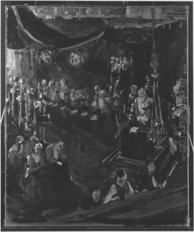 Prinzregent Luitpold im Betstuhl unter Baldachin in Kerzenbeleuchtung Oil Painting by Max Slevogt