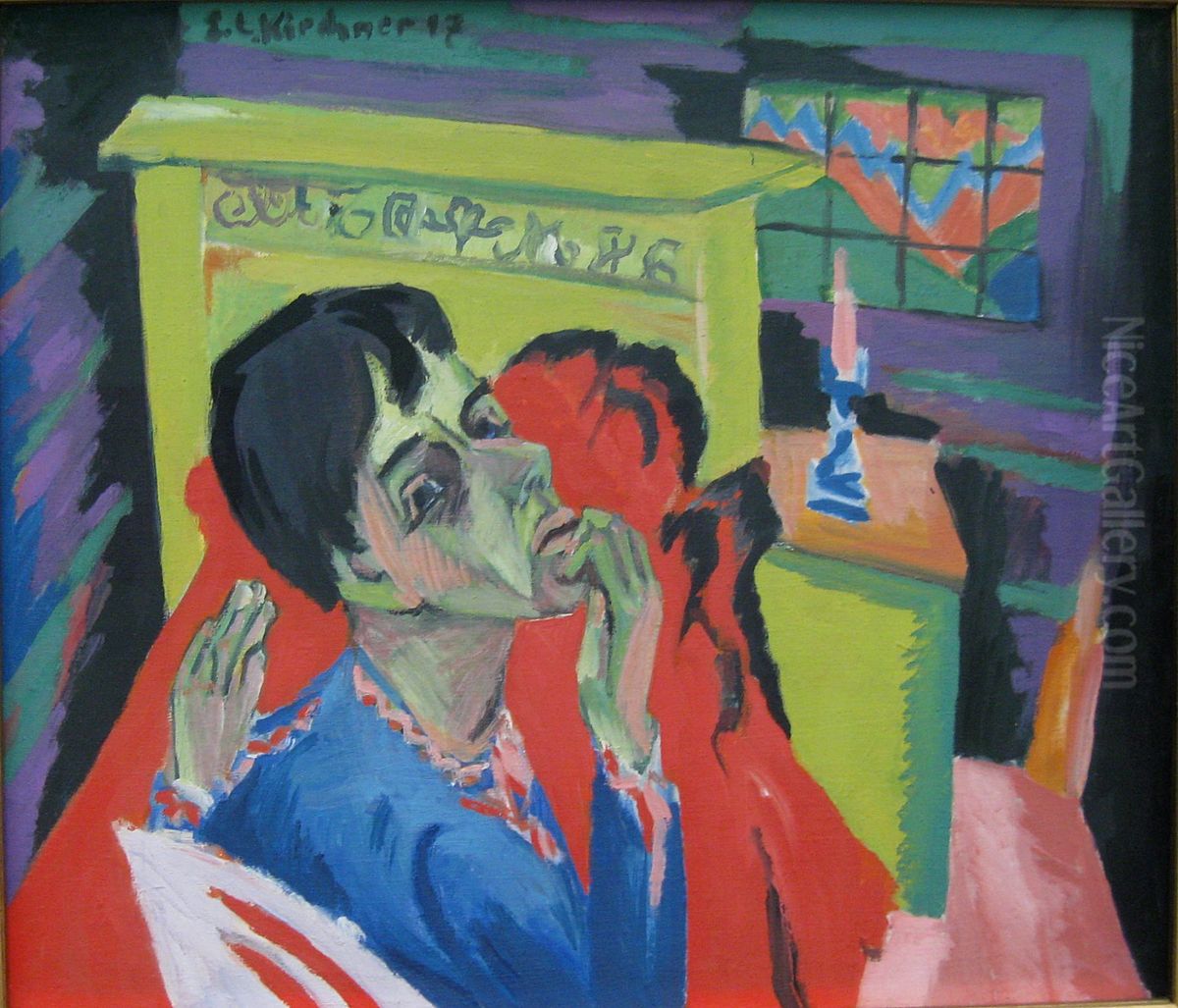 Selbstbildnis als Kranker Oil Painting by Ernst Ludwig Kirchner