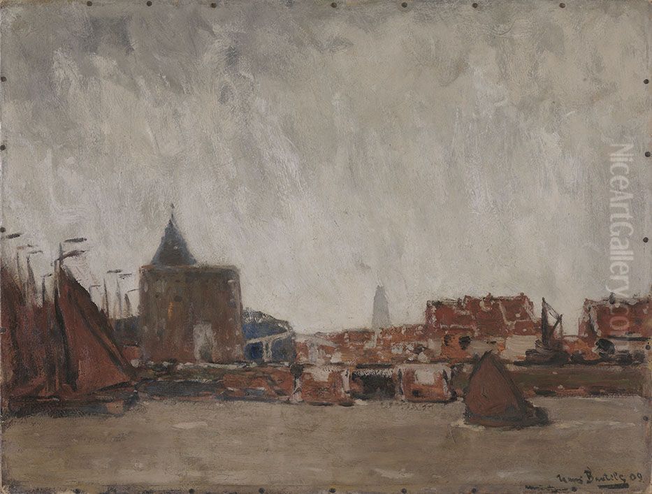 Stadt an der Zuidersee Oil Painting by Hans Von Bartels