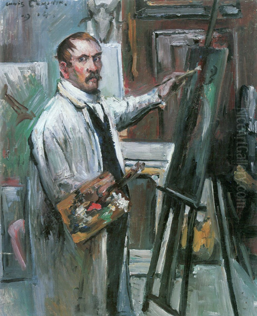 Selbstportrat im Atelier Oil Painting by Lovis (Franz Heinrich Louis) Corinth