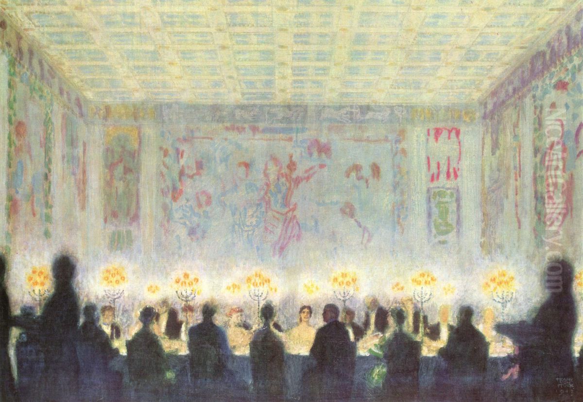 Das Diner Oil Painting by Franz Stuck