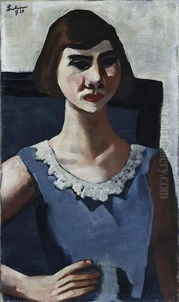 Portrait of Quappi in Blue Oil Painting by Max Beckmann