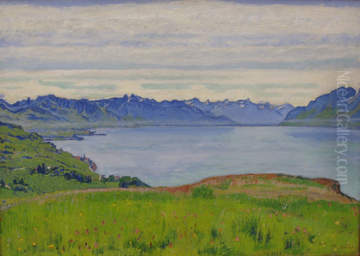 Landscape at Lake Geneva Oil Painting by Ferdinand Hodler