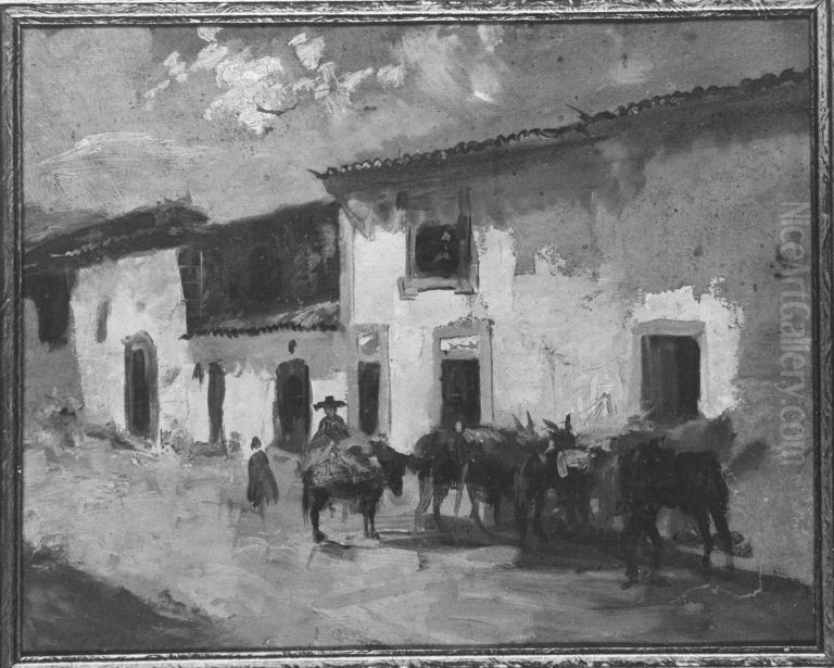 Portugiesische Studie II - Gasthaus in Portalegre Oil Painting by Theodor Rogge