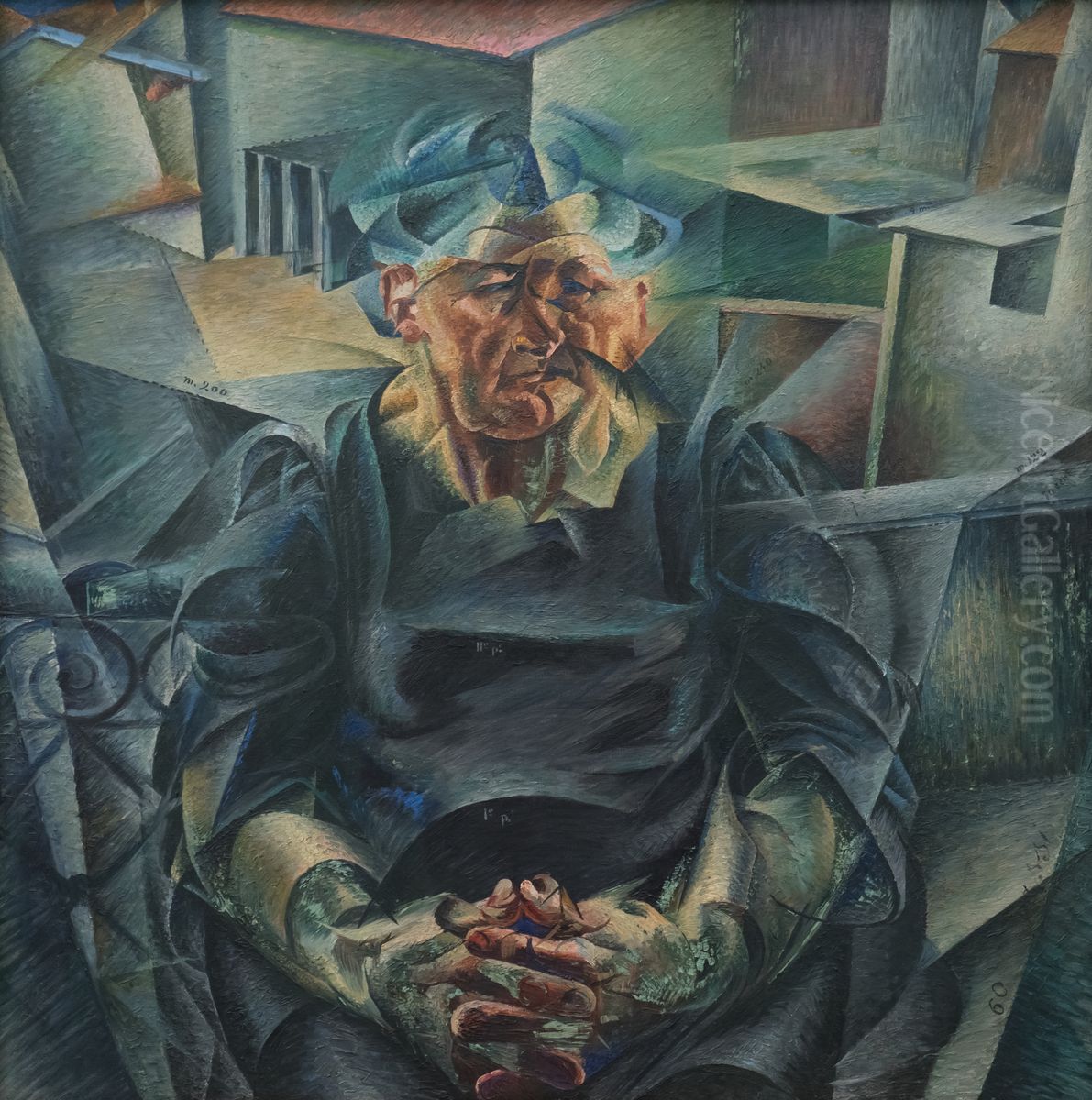 Costruzione orizzontale (Volumi orizzontali) Oil Painting by Umberto Boccioni