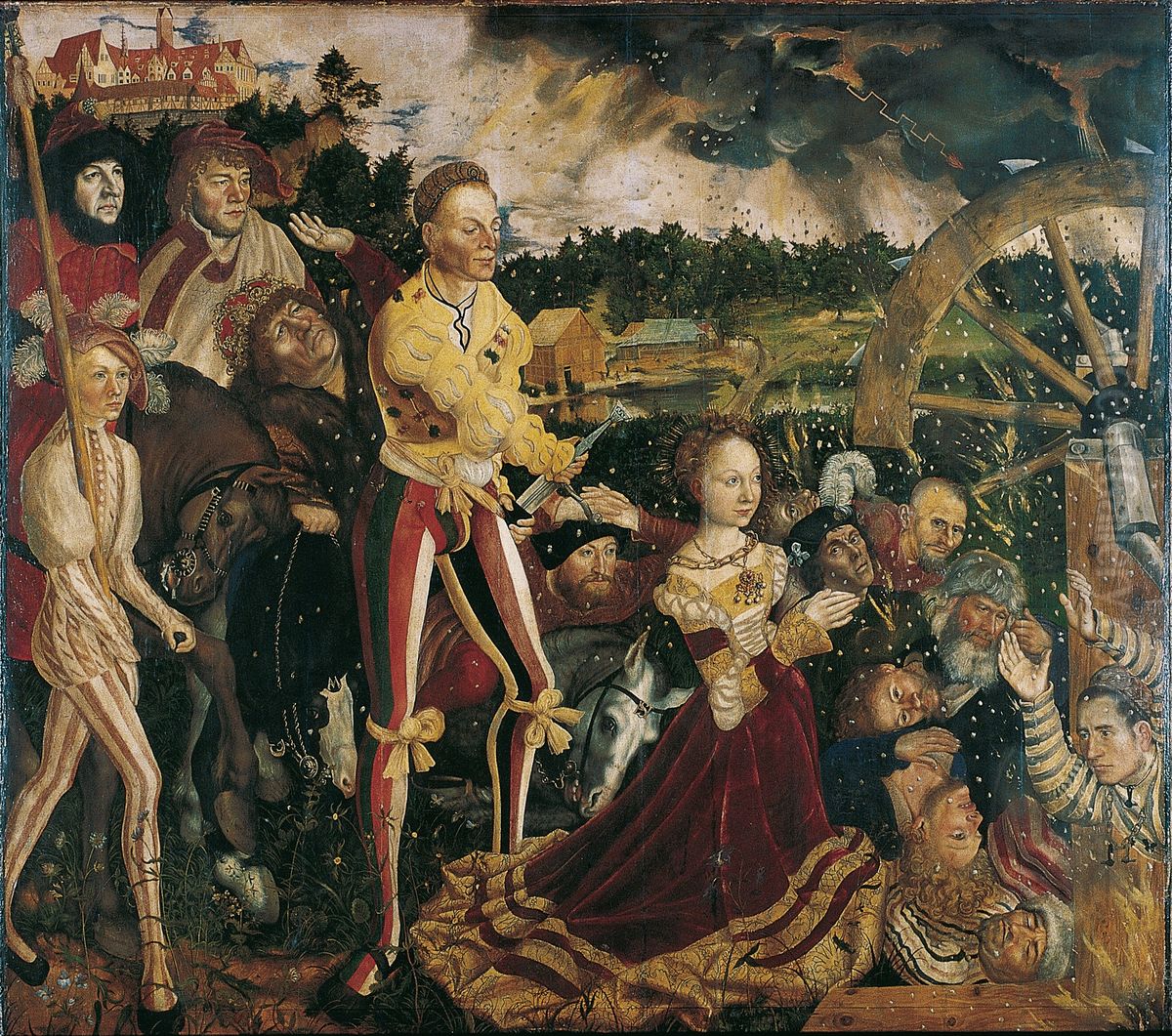 Altarpiece with the Martyrdom of St Catharine Oil Painting by Lucas Cranach the Elder