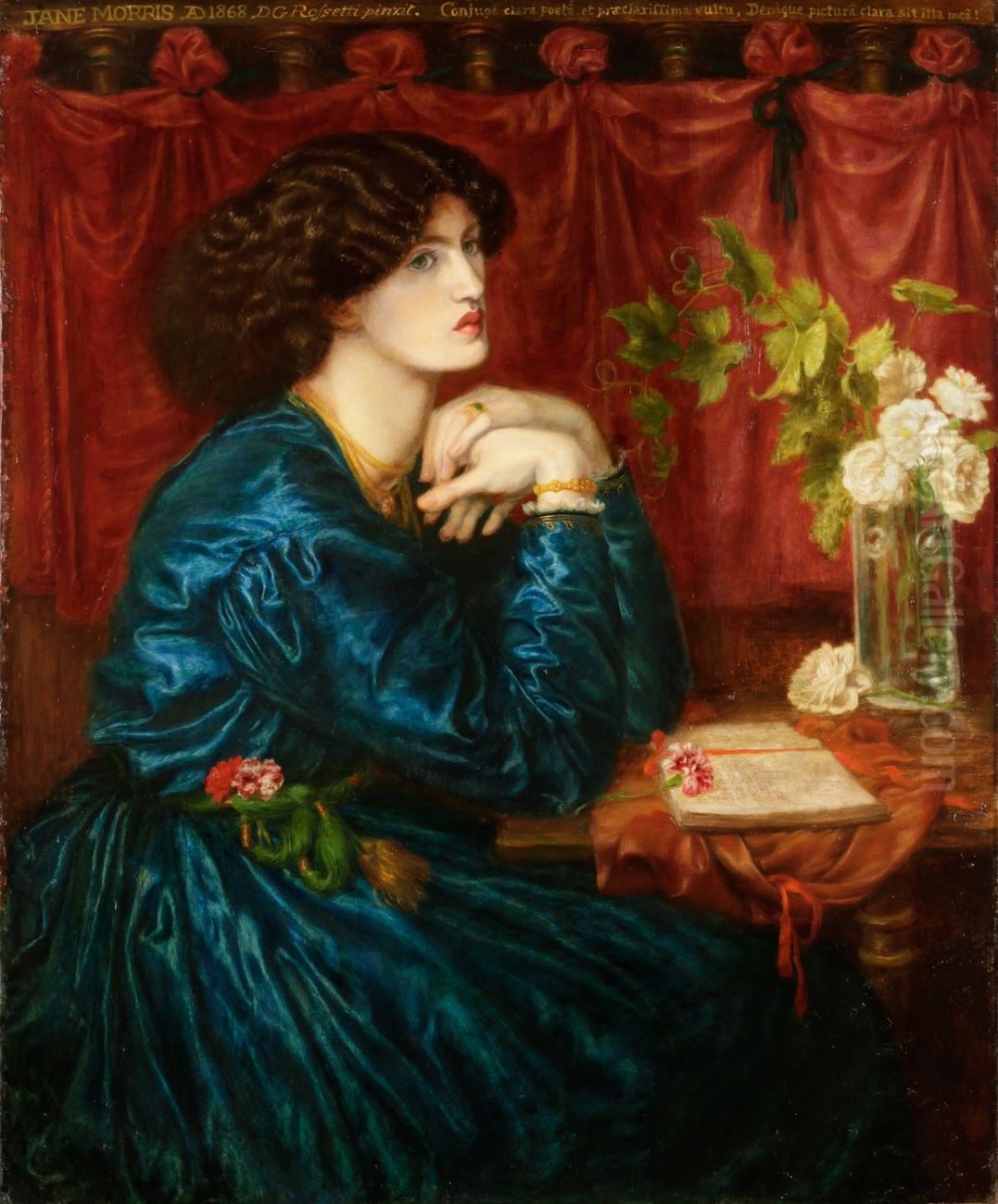 Jane Morris (The Blue Silk Dress) Oil Painting by Dante Gabriel Rossetti
