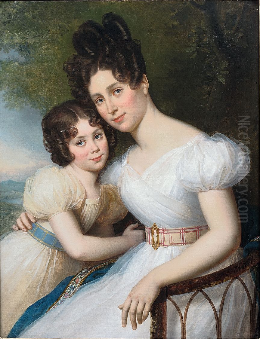 Portrait de madame Charles Delamalle Oil Painting by Rene Theodore Berthon