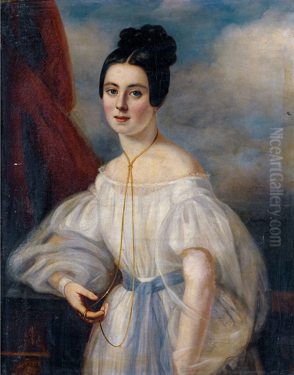 Portrait of Madame Ferdinand de Lesseps Oil Painting by Pauline Perdrau
