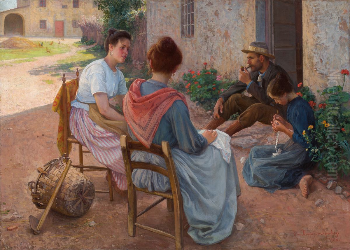 Italialainen perhe Oil Painting by Elin Danielson-Gambogi