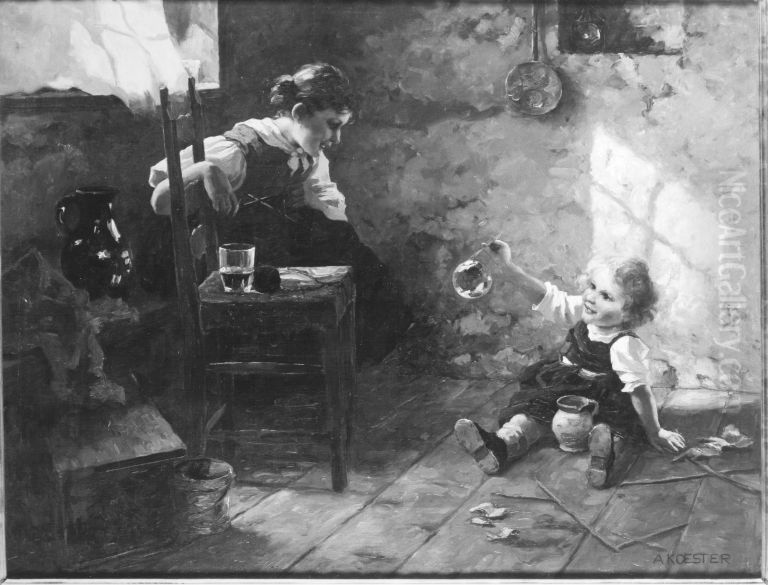 Seifenblasen Oil Painting by Alexander Koester