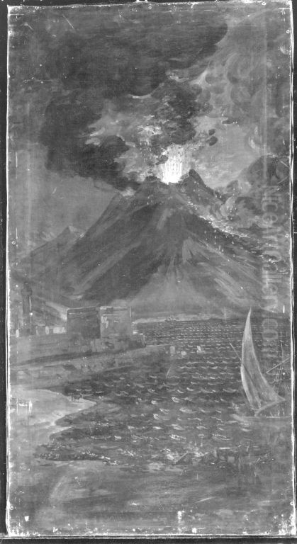 Neapel mit Feuer speiendem Vesuv Oil Painting by Johann Georg von Dillis