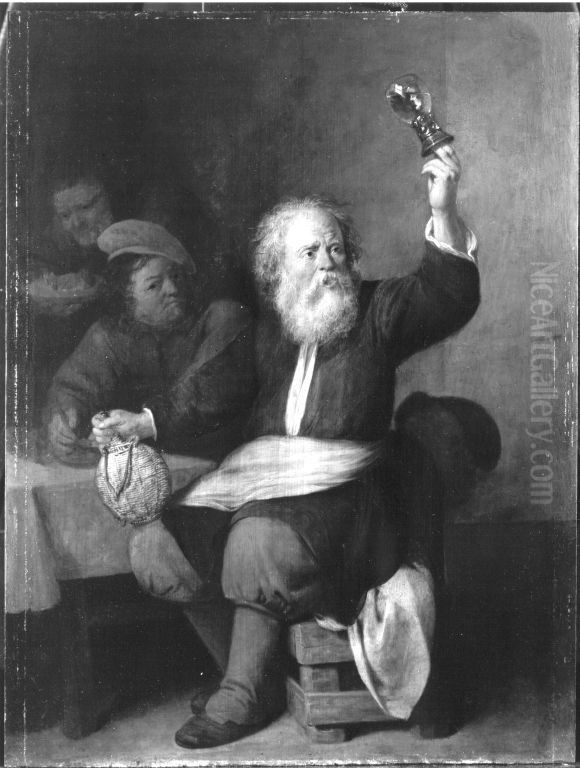 Lustige Zecher Oil Painting by David Ryckaert III