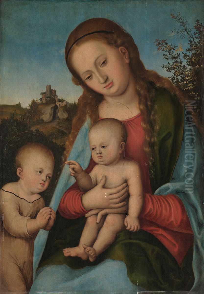 Maria mit Kind und Johannesknaben Oil Painting by Lucas Cranach the Elder