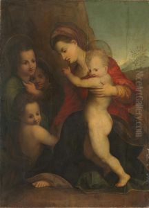 Maria mit Kind, dem Johannesknaben und Engeln