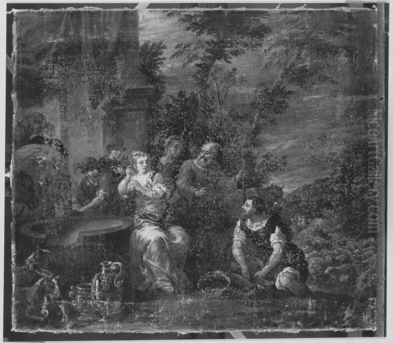 Rebecca am Brunnen Oil Painting by David Teniers the Younger