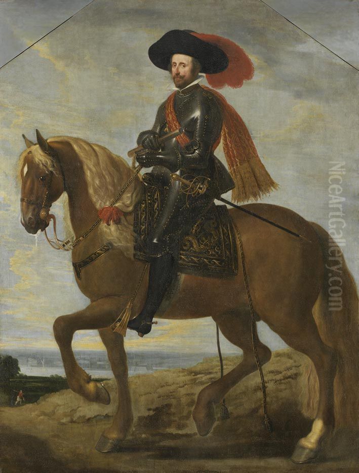 Equestrian portrait of Wolfgang Wilhelm von Pfalz-Neuburg Oil Painting by Deodat del Monte